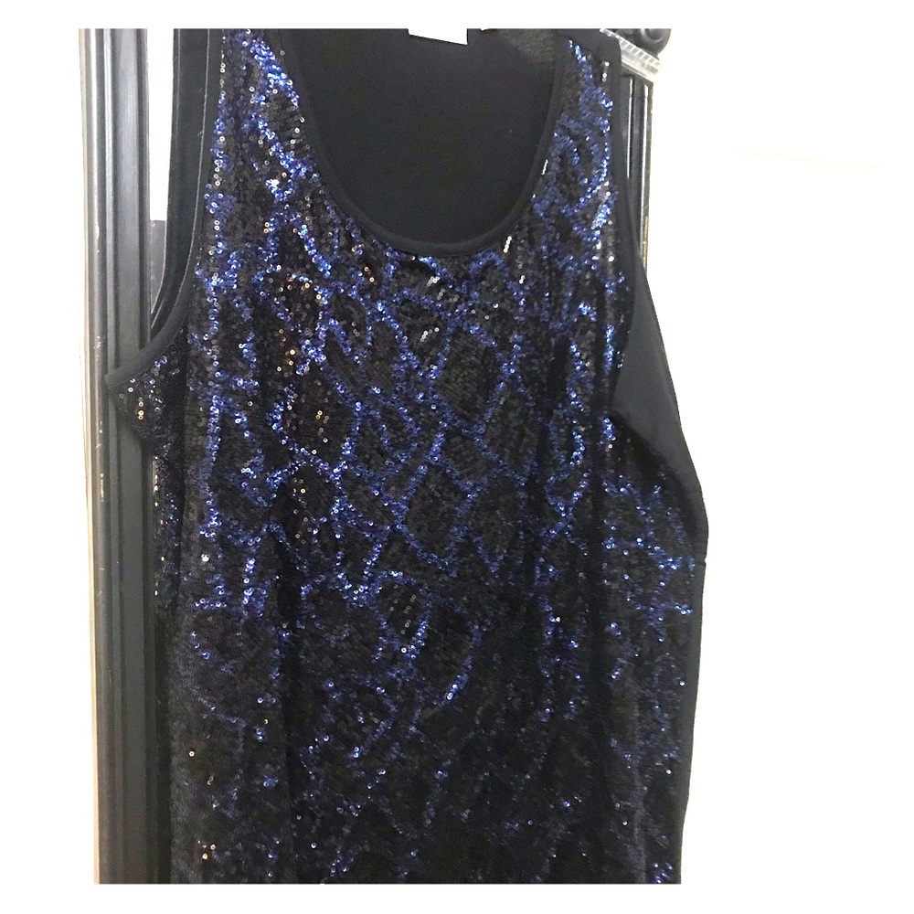 Blue and Black Sequence Blouse
